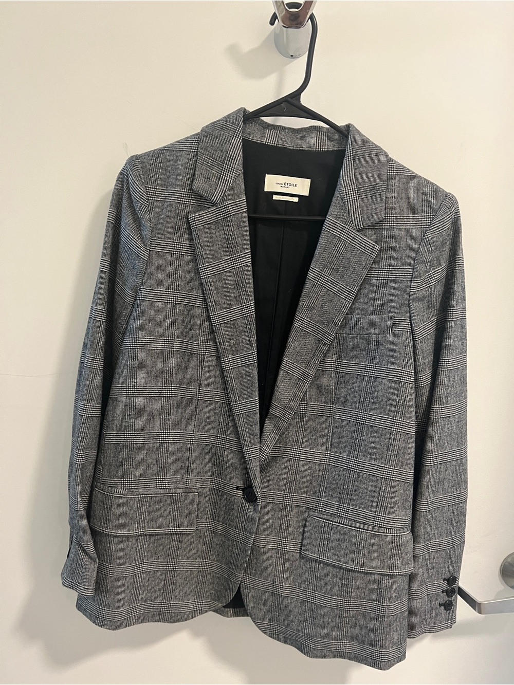 ETUDE Grey Glen Plaid Single-Button Blazer